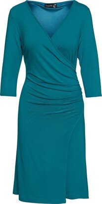 Conquista Faux Wrap Dress In Sustainable Fabric Jersey In Petrol