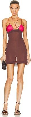 Strappy U-wire Mini Dress in Brown