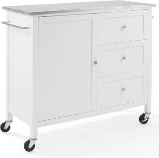 Soren Stainless Steel Top Kitchen Island/Cart Stainless Steel /White