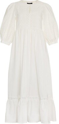 Wide Hem Poplin Midi Dress