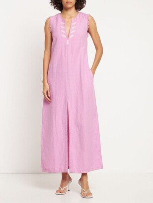 MARIA DE LA ORDEN Olbia embroidered canvas midi dress