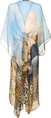 Printed silk midi kaftan dress