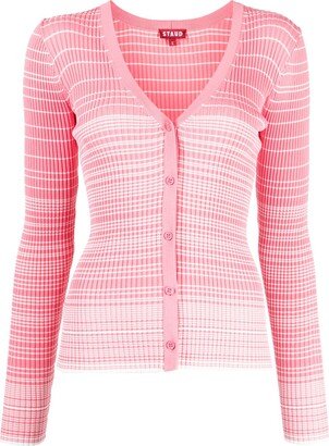striped knitted V-neck cardigan-AA
