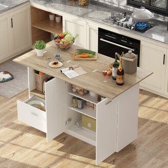 Timechee Kitchen Island Side Storage Cabinet Extendable Table Bar Cabinet