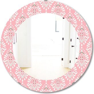 Designart 'Pink Spheres 2' Printed Farmhouse Frameless Oval or Round Wall Mirror - Pink