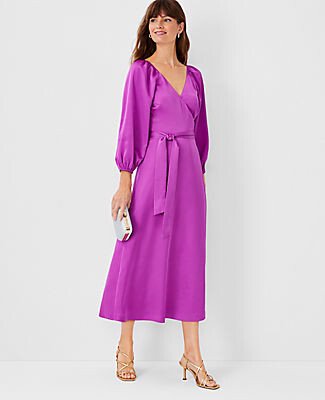 Petite Satin Wrap Dress