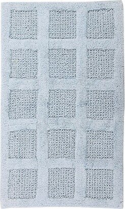 Knightsbridge Square Honeycomb 100% Cotton Reversible Bath Rug 24 X 40 Light Blue