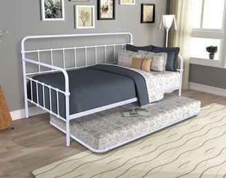 TOSWIN Metal Frame Daybed with Trundle, Solid Construction, Stylish Design, Twin Size, Space-Saving-AA