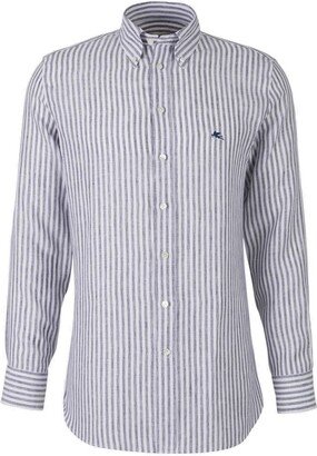 Logo Embroidered Striped Shirt-AB