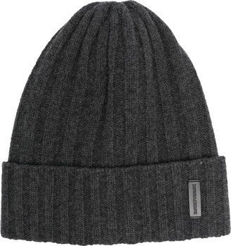 Ribbed-Knit Logo-Patch Beanie