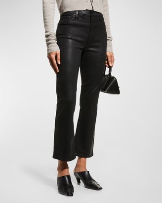 High-Waist Slim Kick Coated Pants