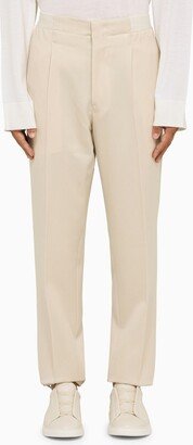 Ivory regular wool trousers