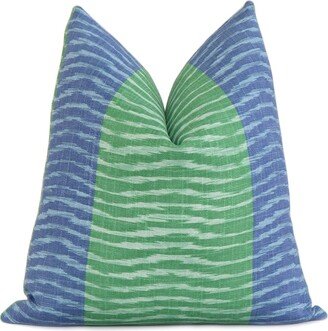 Sample Sale Thibaut Wavelet Blue & Green Throw Pillow Cover Case For Home Decor, Luxury Linen Stripe Accent Euro Sham, Designer Cushion