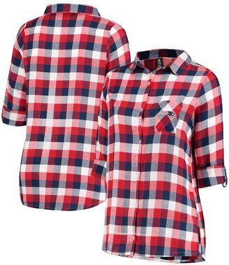 Women's Concepts Sport Navy, Red New England Patriots Plus Size Breakout Flannel Nightshirt - Navy, Red
