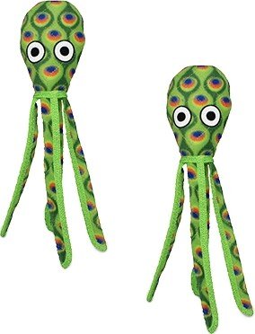 Tuffy Ocean Creature Squid Green, 2-Pack Dog Toys