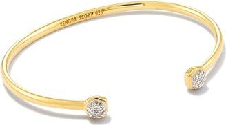 Davie 18k Yellow Gold Vermeil Double Diamond Cuff Bracelet in White Diamond