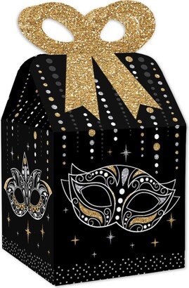 Big Dot Of Happiness Masquerade - Square Favor Gift Boxes - Mask Party Bow Boxes - Set of 12