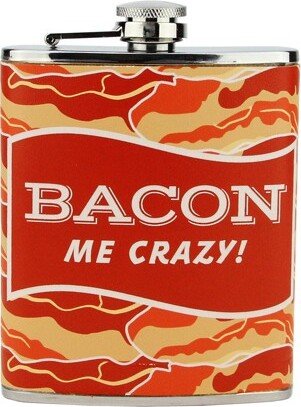 Wild Eye Bacon Me Crazy! Stainless Steel Novelty Drinking Hip Flask - 7 oz