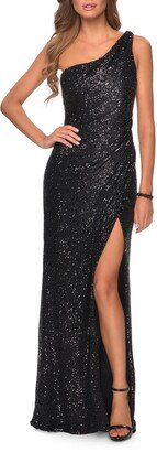 One-Shoulder Sequin Gown