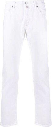 White Cotton-blend Cropped Trousers