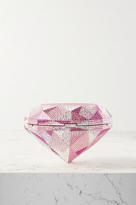 Diamond Crystal-embellished Silver-tone Clutch - Pink