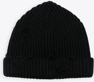 Berretto Black chunky rib-knitted beanie