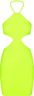 Fits Everybody Cut Out Halter Dress | Green Highlighter