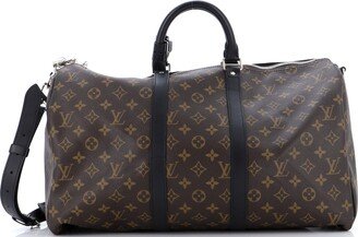 Keepall Bandouliere Bag Macassar Monogram Canvas 45-AA