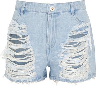 Distressed Denim Shorts-AC