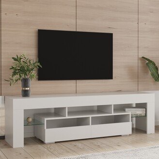 Nestfair TV Stand Cabinet with 2 Drawers and LED Lights