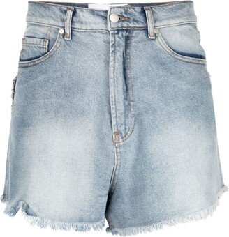 Heart-Appliqué Denim Shorts-AA