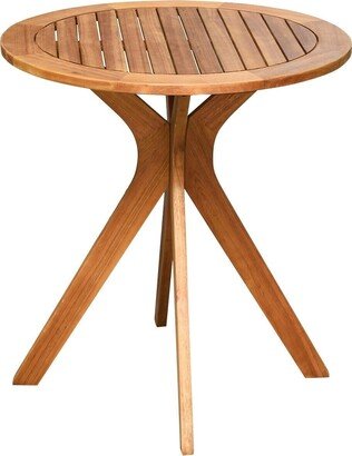 27 Outdoor Round Solid Wood Coffee Side Bistro Table - 27.5 L x 27.5 W x 30 H