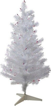 Northlight 3' Pre-Lit White Medium Iridescent Pine Artificial Christmas Tree - Purple Lights