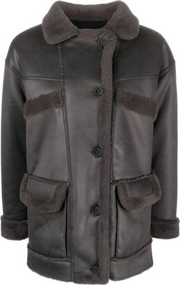Reversible Faux-Leather Panelled Coat