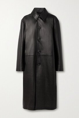Abel Paneled Leather Coat - Black