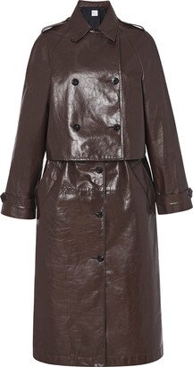 Convertible Layered Leather Trench Coat