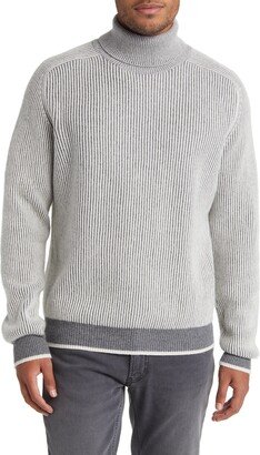 Two-Tone Merino Wool & Cashmere Turtleneck Sweater