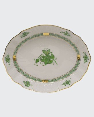 Chinese Bouquet Green Oval Dish-AA