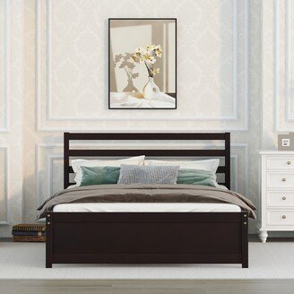 RASOO Full Size Wood Bed Frame with Headboard, Ample Storage