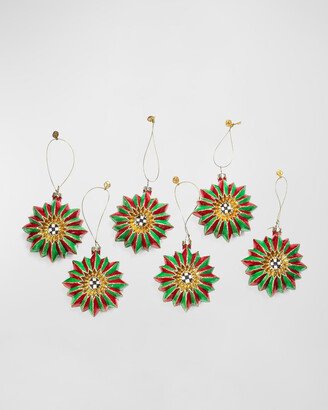 Red & Green Reflector Christmas Ornaments, Set of 6