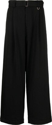 Pleated Belted Wide-Leg Trousers