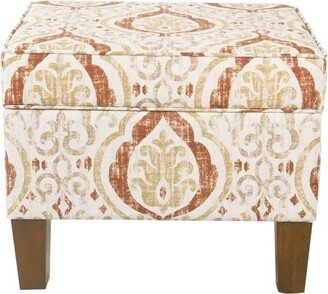 Medium Storage Ottoman with Lift Off Top Burnt Medallion