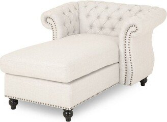 Lancelot Modern Glam Chesterfield Chaise Lounge Beige/Dark Brown