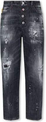 Paint Splatter Effect Distressed Jeans-AC