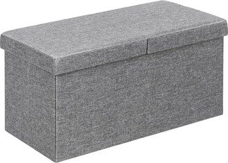 30'' Folding Storage Ottoman W/Lift Top Bed End Bench 80L Capacity Light Grey