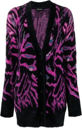 Patterned-Intarsia-Knit V-Neck Cardi-Coat