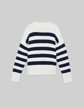 Plus Size Nautical Stripe Cotton Wool Chainette Sweater