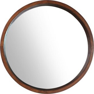 Mirrorize Round Wood Frame Bathroom Vanity Wall Mirror, 22 D