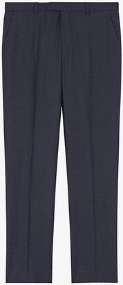 Balibaris Mens Navy Gekko Pleated Straight-leg Mid-rise Wool Trousers