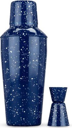 Camping-Style Speckled Enamel Cobbler Cocktail Shaker, Set of 2, Blue